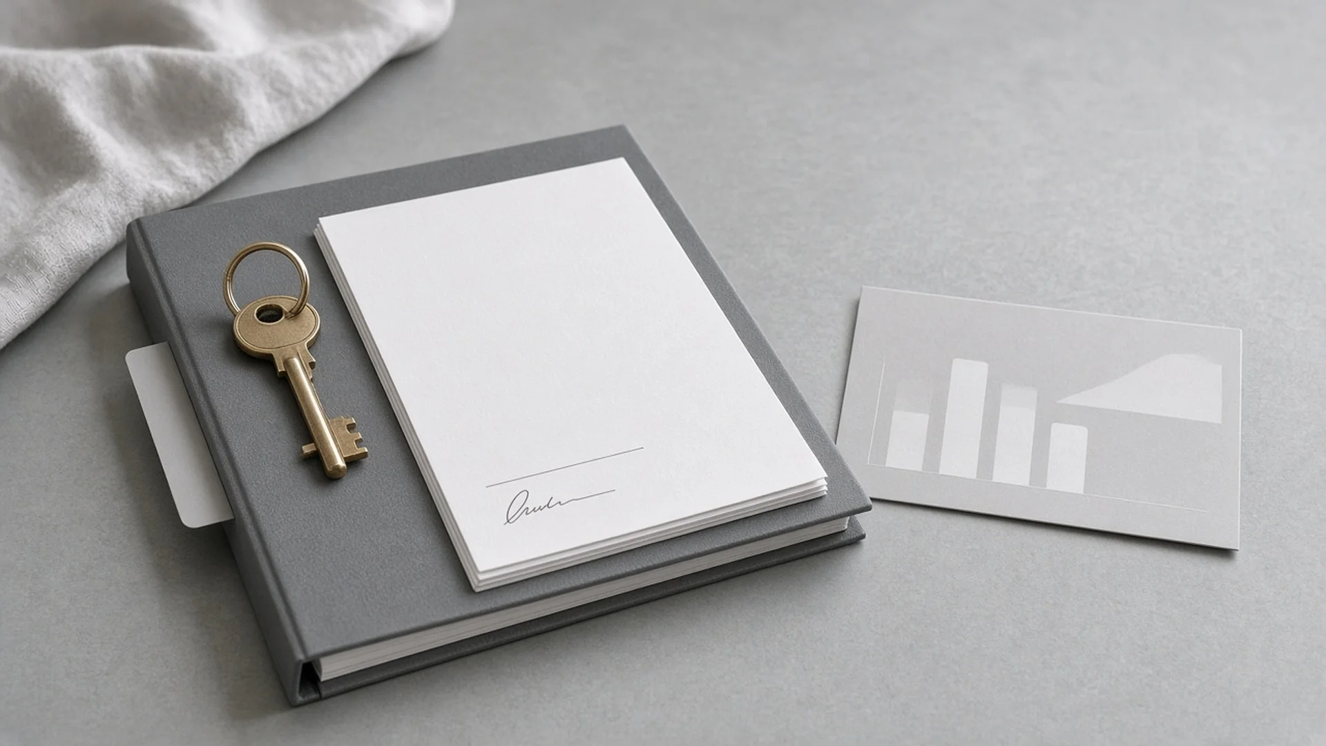 Purchase agreement and company binder on a desk, representing a private equity firm taking ownership of a company.