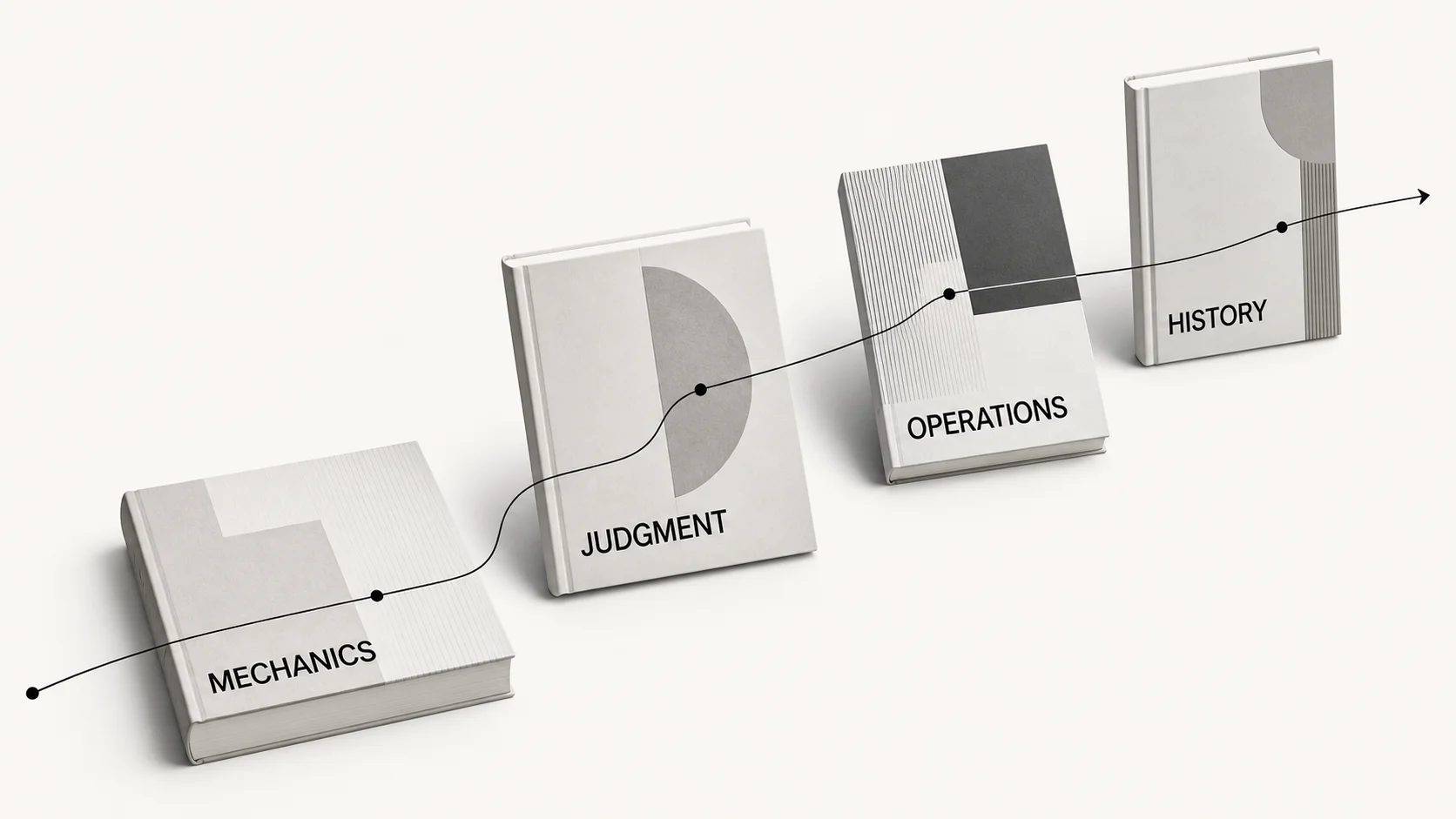 Monochrome branching reading path through venture capital mechanics, judgment, operations, and history
